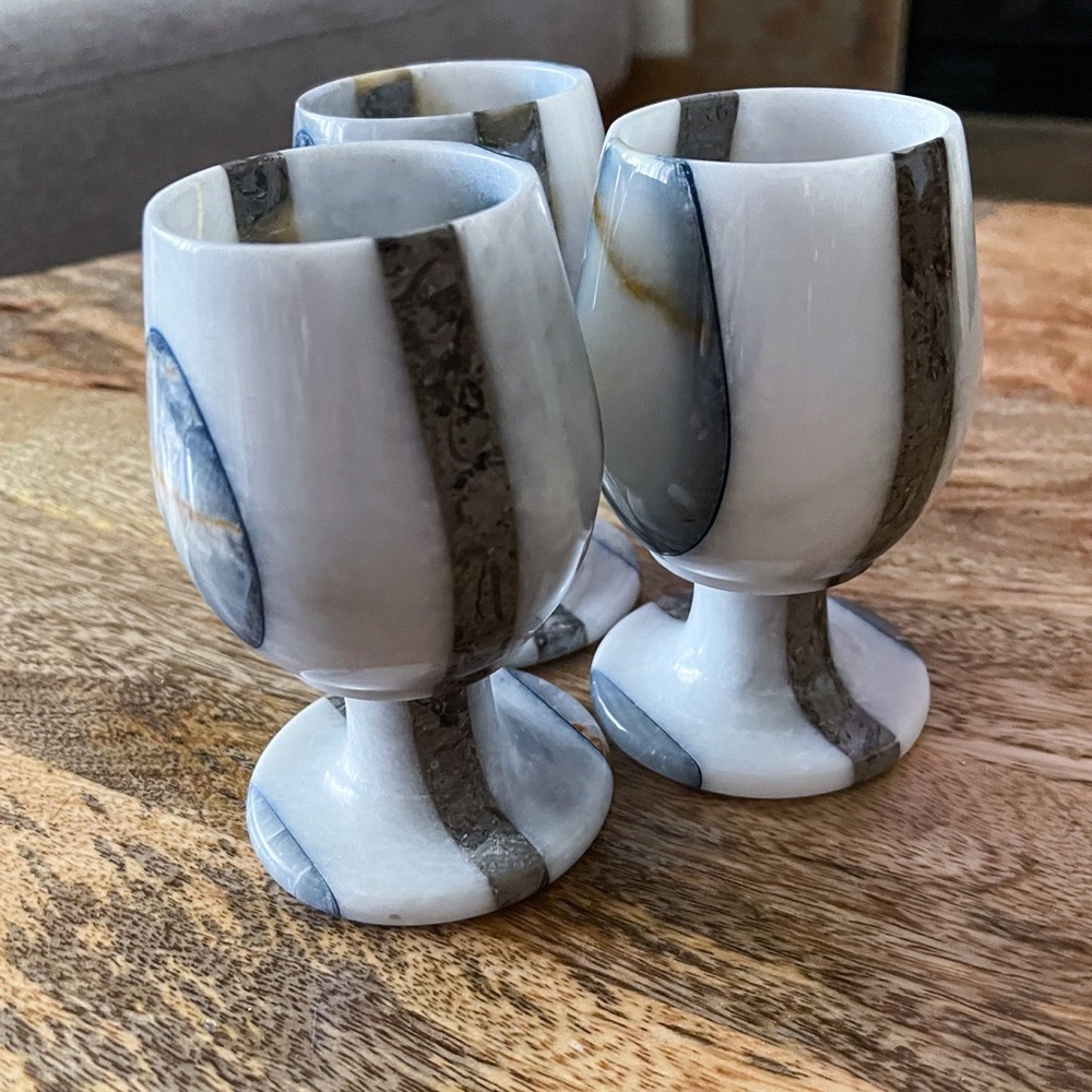 Stone Marble Goblets - EUC VTG MCM